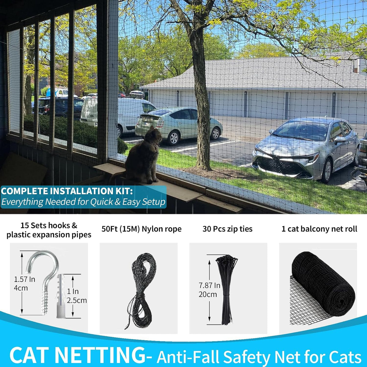 10x26ft cat netting balcony protection, anti-fall safety net, close-up detail