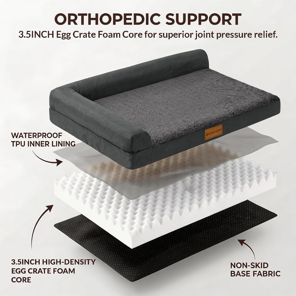 patas lague orthopedic large dog bed washable pet showing dimensions