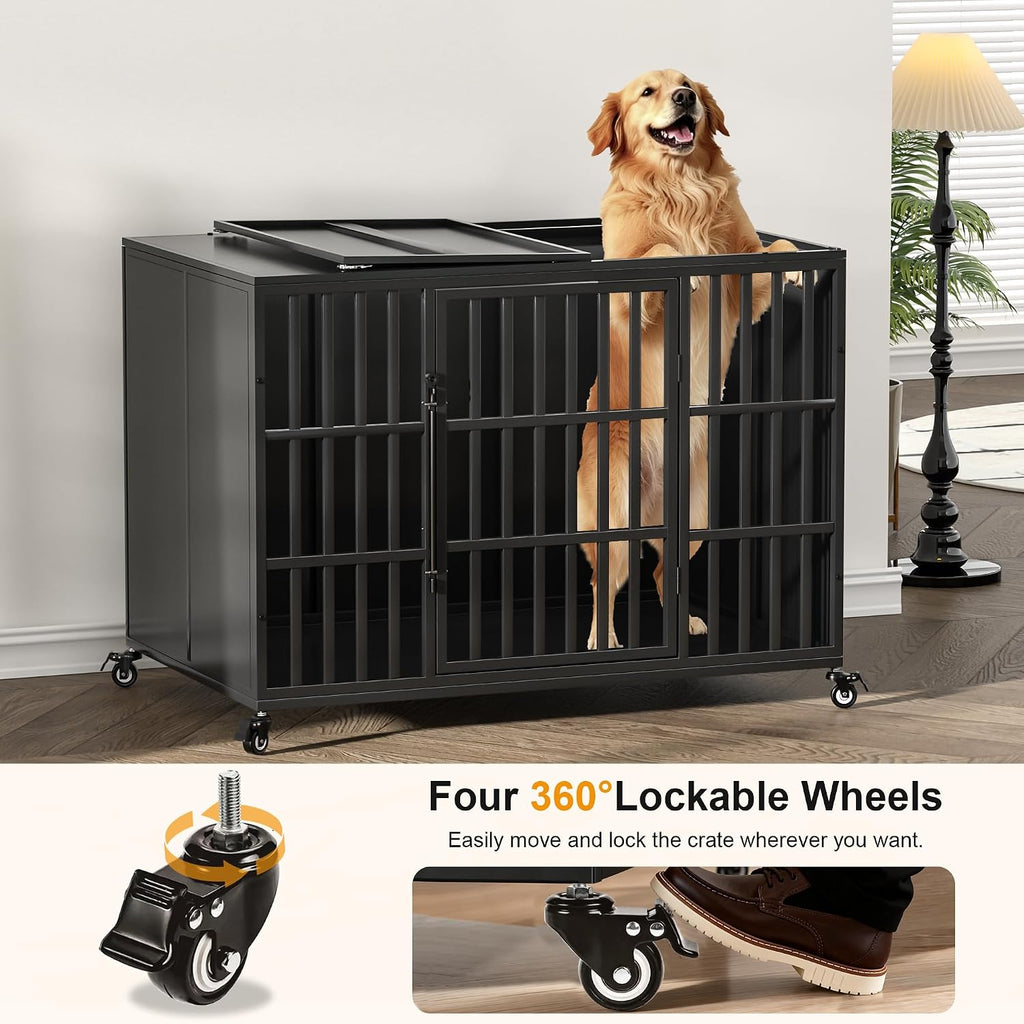 rexwelten 48" heavy duty dog crate for large showing dimensions