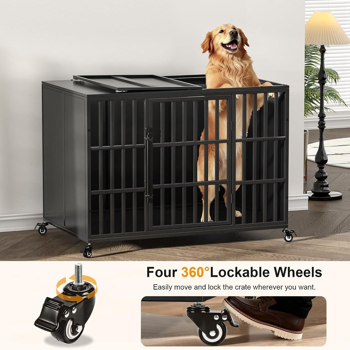 rexwelten 48" heavy duty dog crate for large showing dimensions