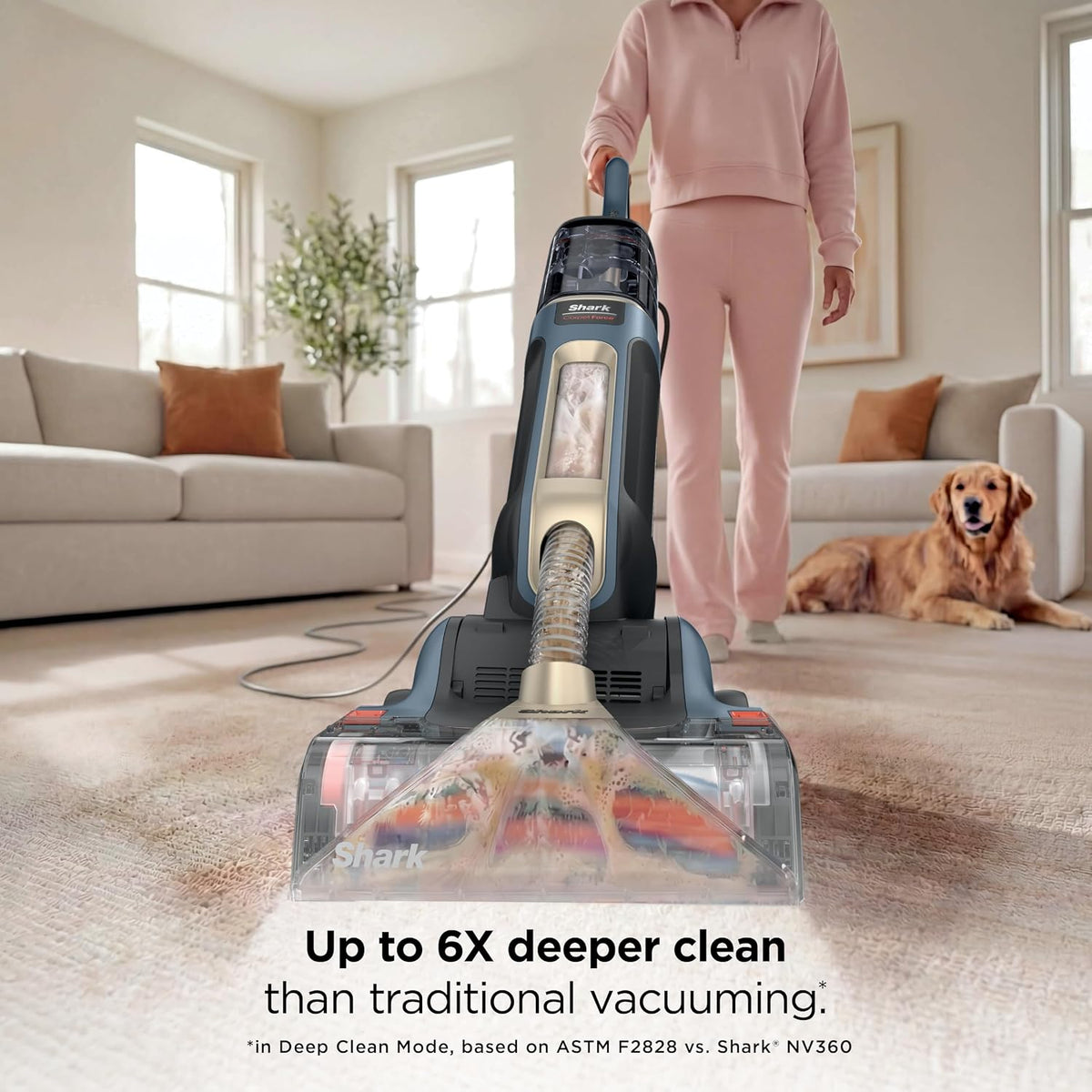 shark carpetforce lightweight upright carpet & area rug shown in use