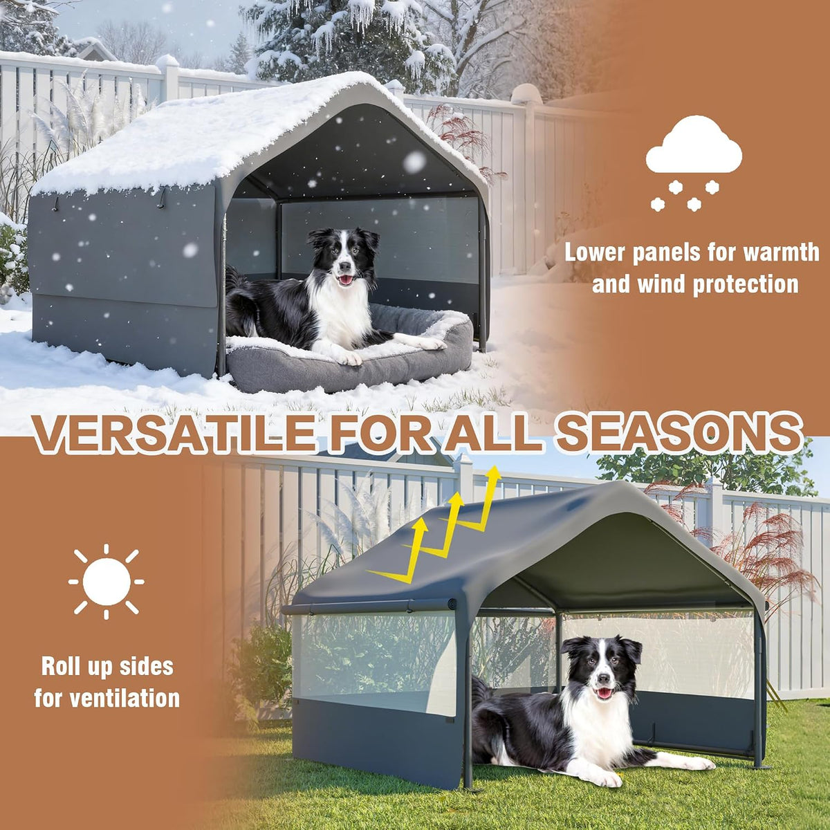 extra large dog shade shelter 4'x4'x3' waterproof, outdoor showing dimensions