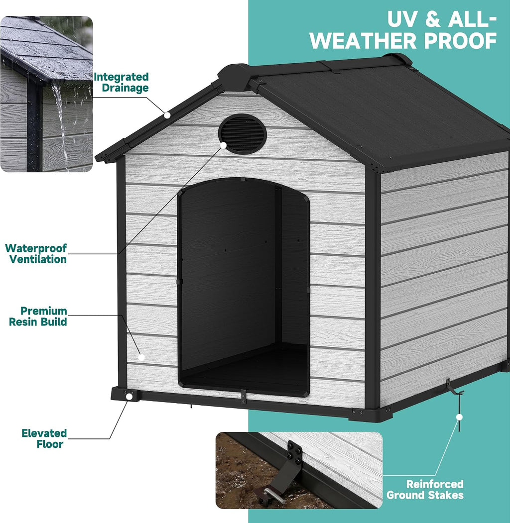 57" large dog house outdoor indoor, dog house, close-up detail