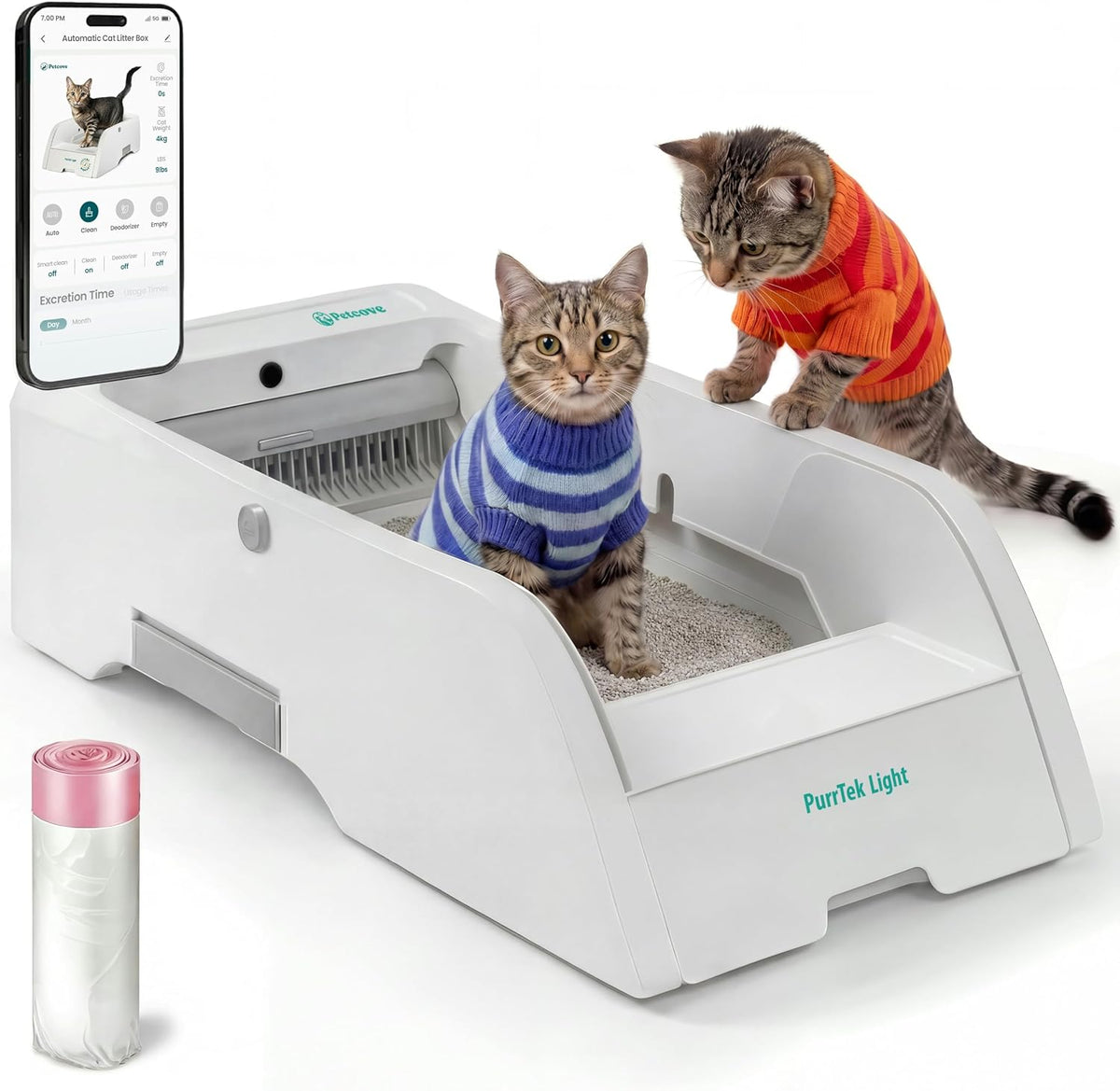petcove purrtek light open top automatic litter box, main product view