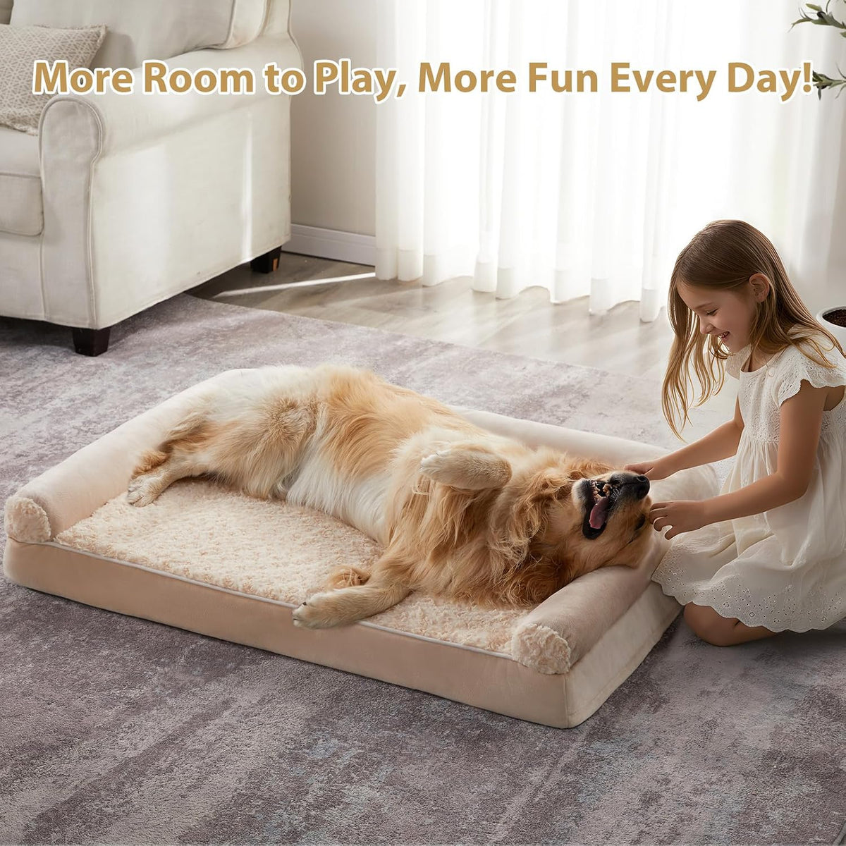 bfpethome orthopedic washable large dog bed for senior, side view