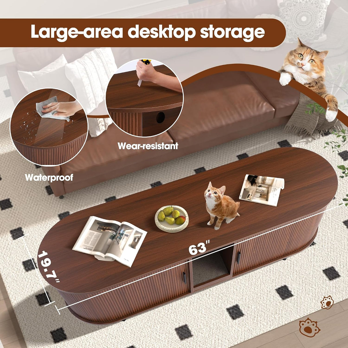 grepatio 63" litter box enclosure for 2 cats shown in use
