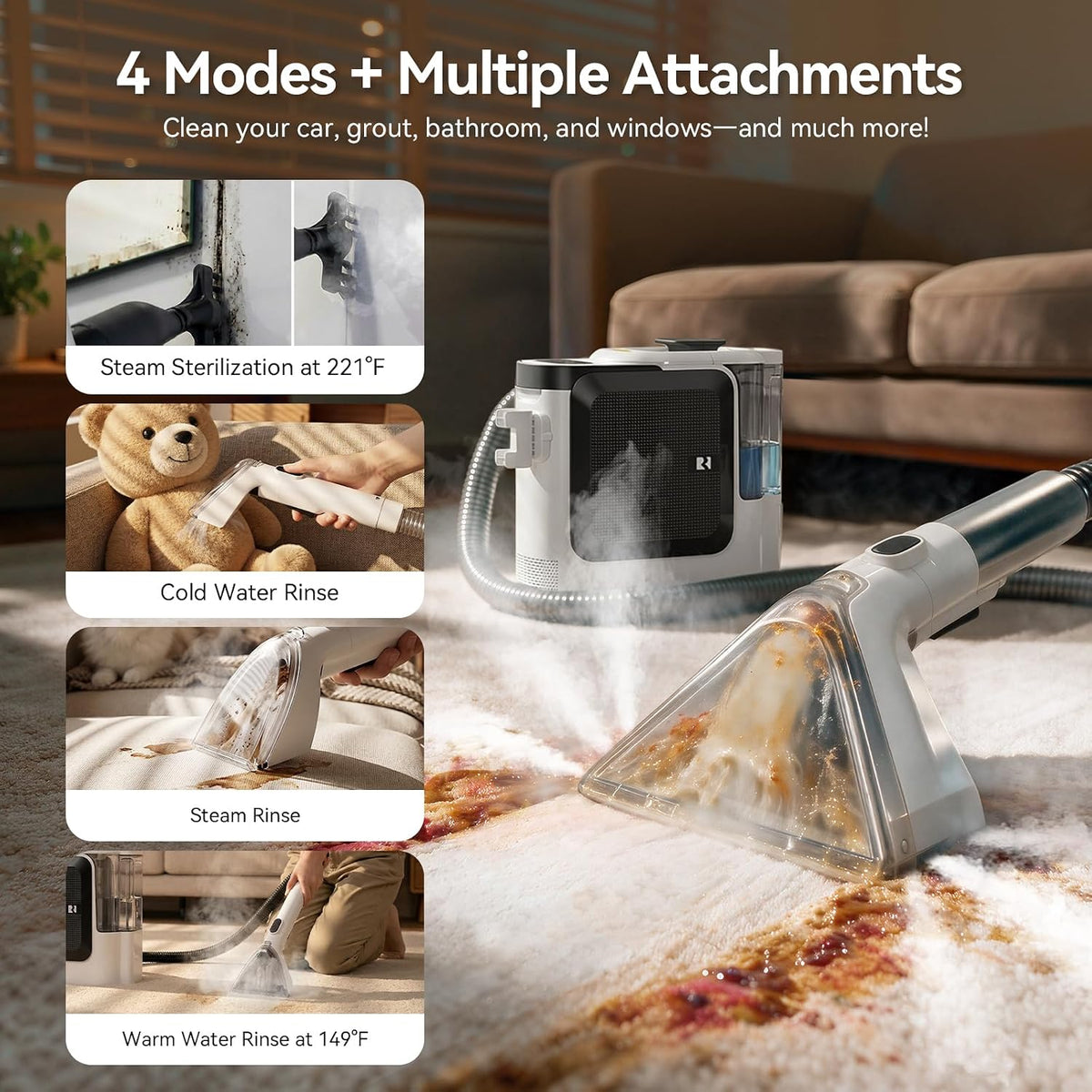 32000pa steam cleaner carpet cleaner 1800w machine upholstery showing dimensions