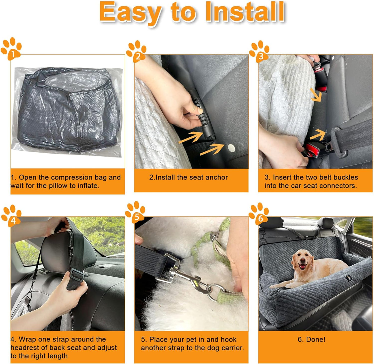 large dog car seat under 100lbs,dog car bed, side view