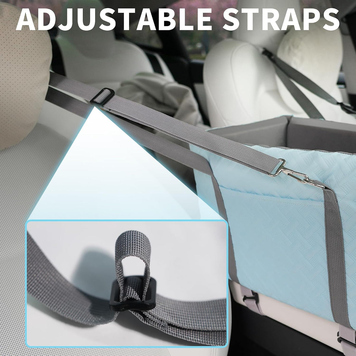 center console dog car seat for small dogs, side view