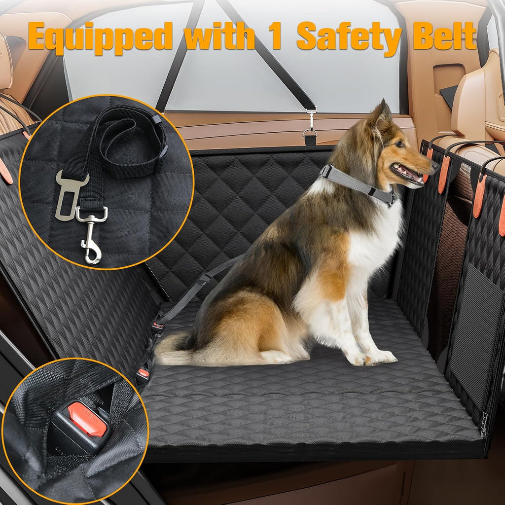 peticon dog car seat cover for back seat showing dimensions