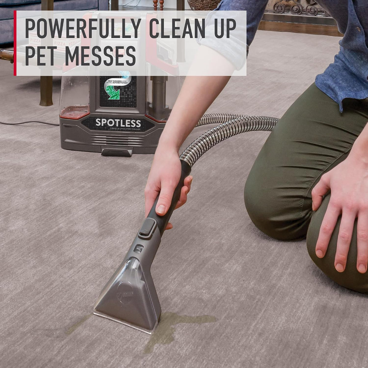 hoover spotless portable carpet + upholstery spot cleaner, side view