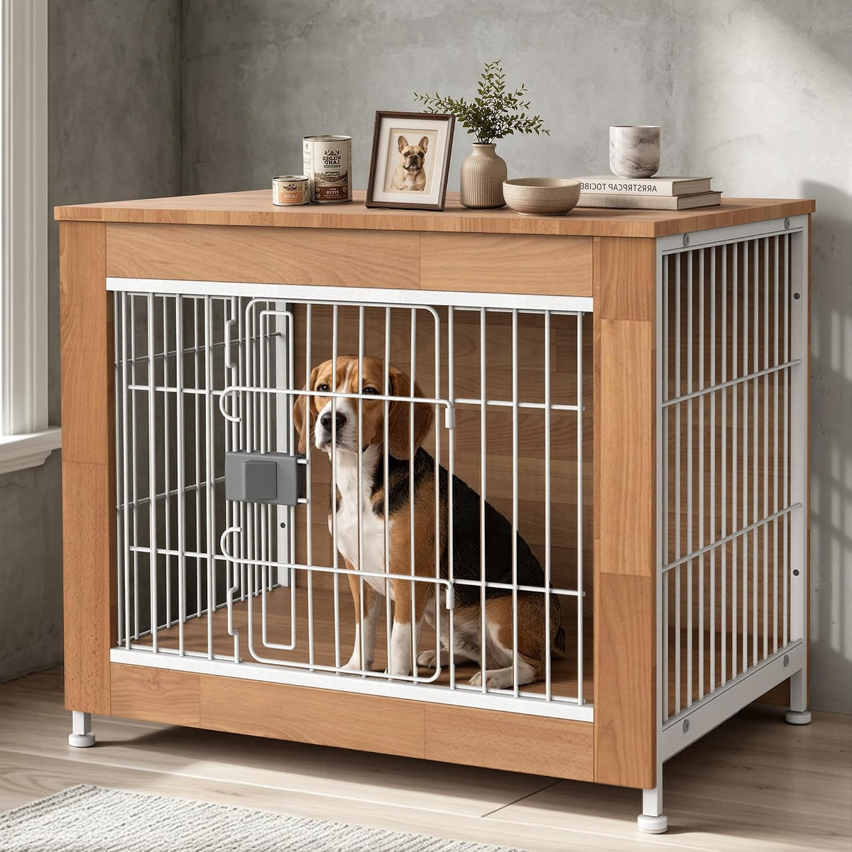 wooden dog crate furniture 27" for small to, main product view