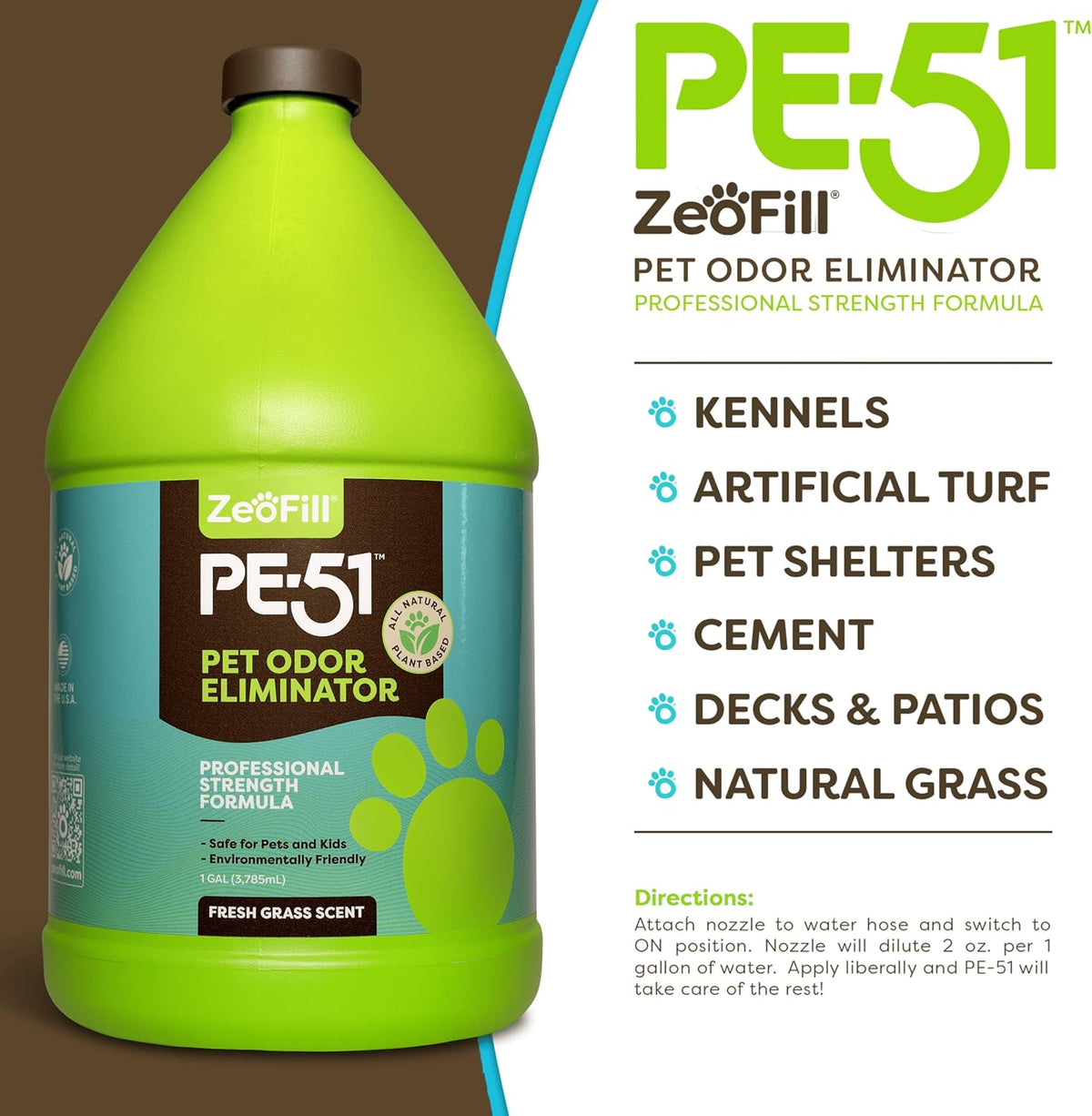 zeofill pe-51 pet odor eliminator - professional strength, side view