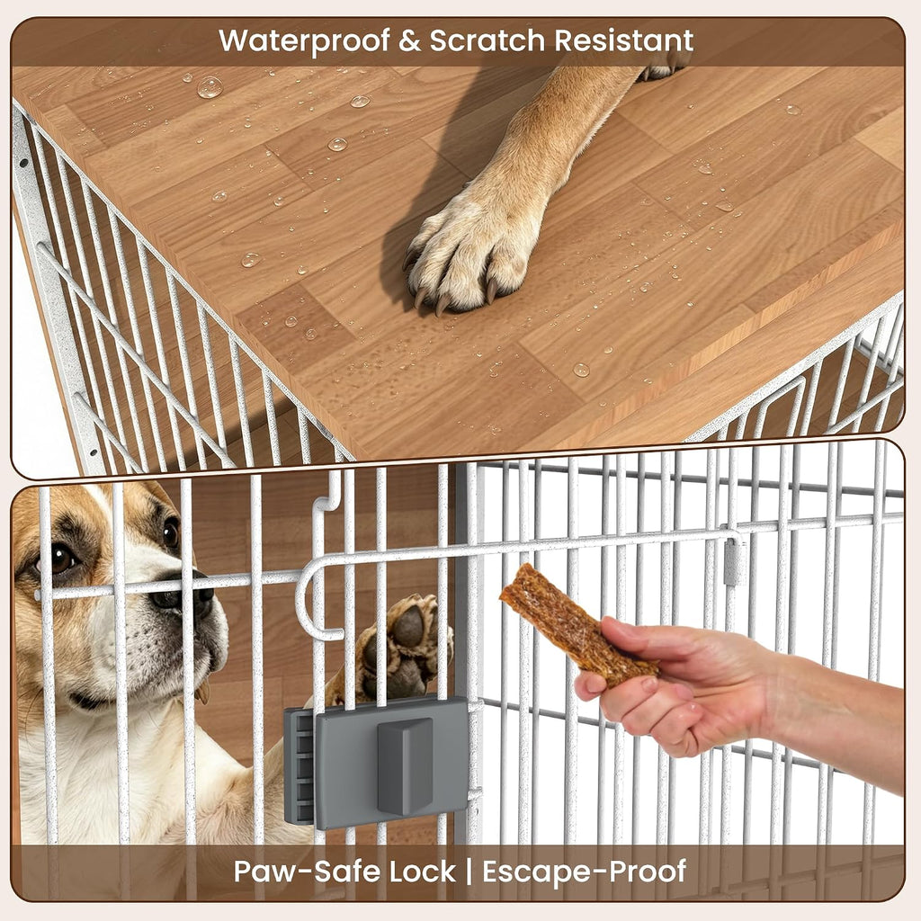wooden dog crate furniture 27" for small to showing dimensions
