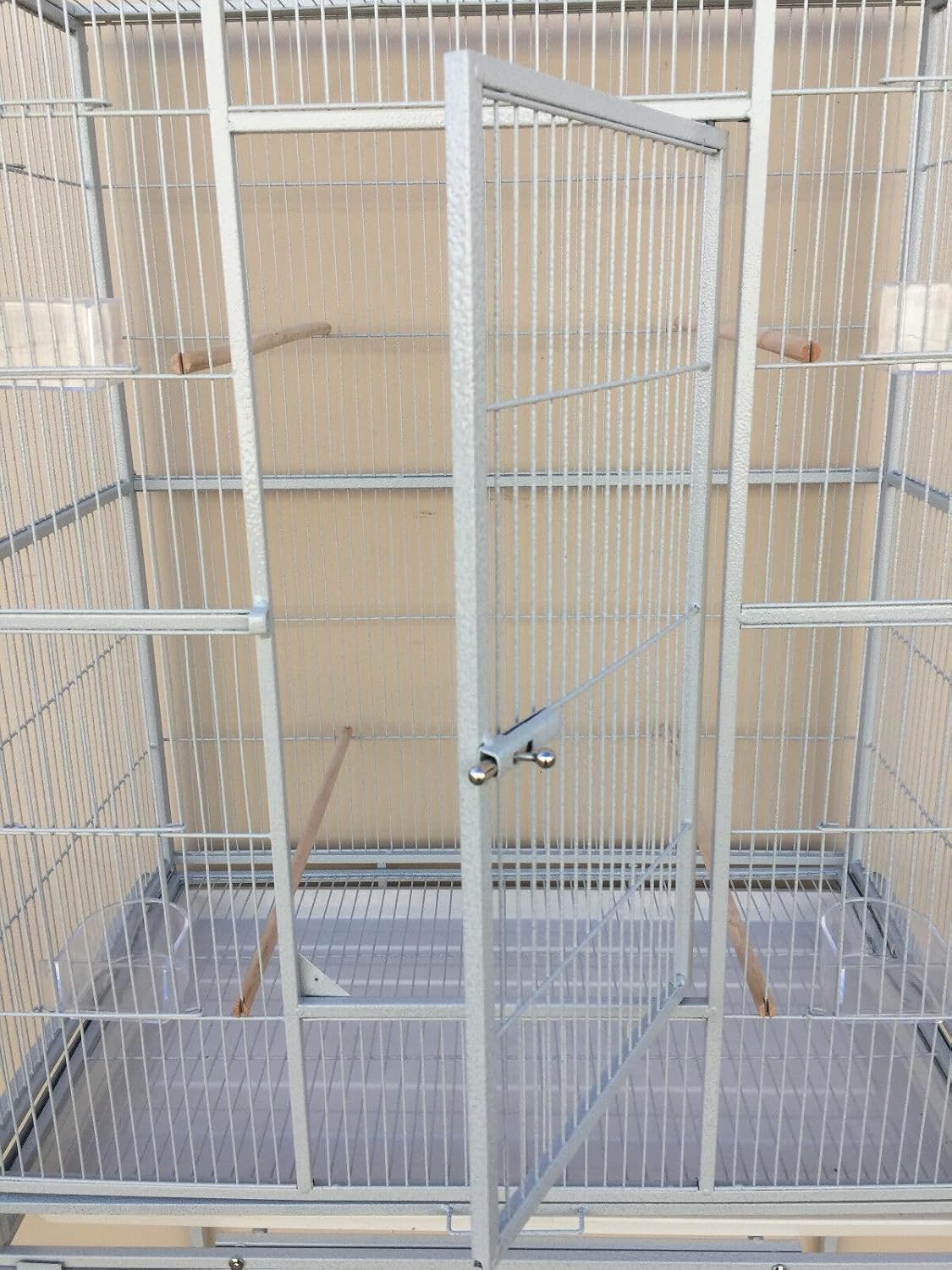 pet product wrought iron breeding bird flight cage, side view