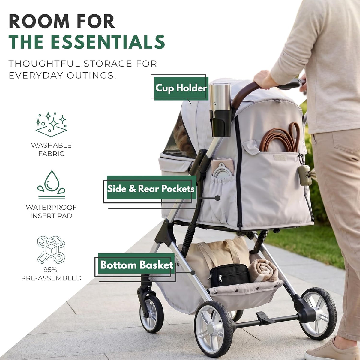 pet stroller for small dogs and cats, one-click on a desk or shelf