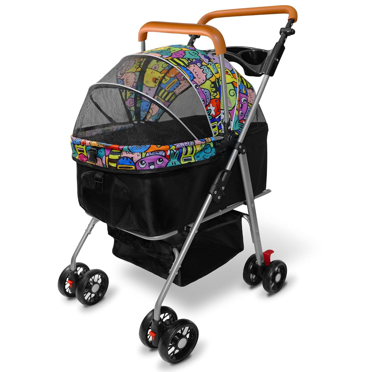 pet stroller with storage basket and cup holder, package contents