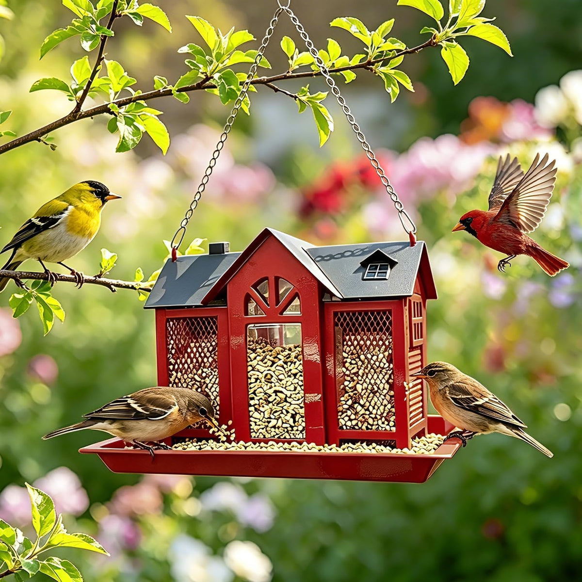 large metal bird feeders for outdoors hanging with, main product view