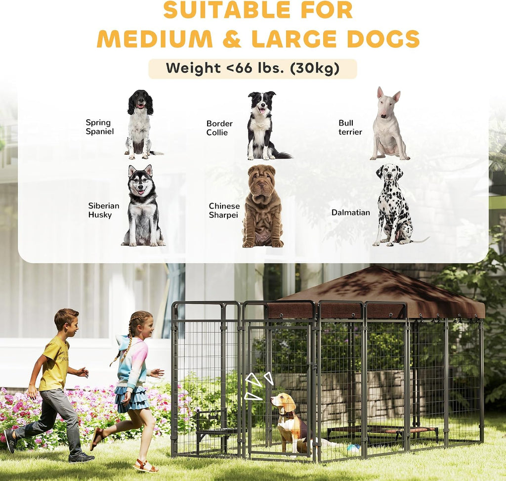 pawhut dog kennel outdoor with waterproof canopy, dog, close-up detail