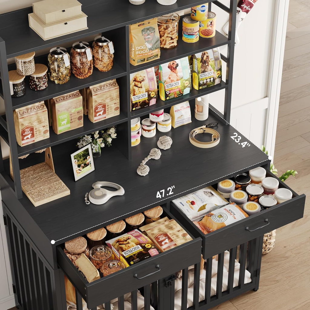 keyluv 71''h x 47.2''w large dog crate furniture, side view