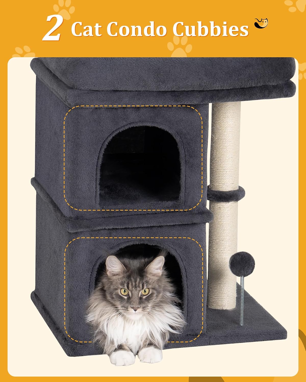 aechonow cat tree for large cat,2 cozy cat on a desk or shelf