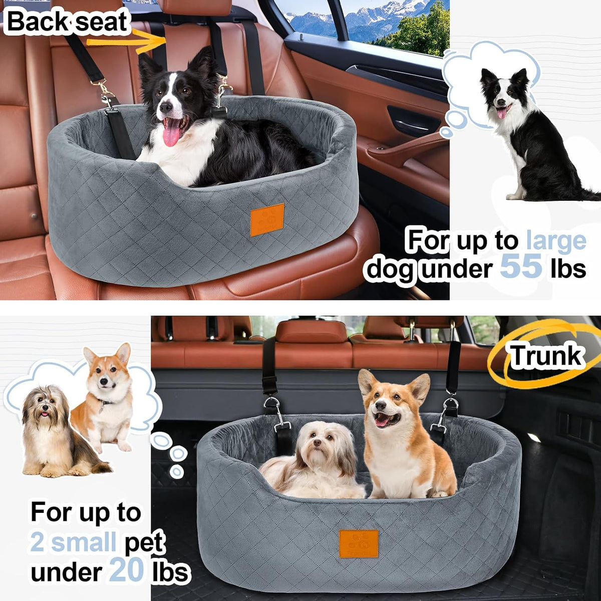 dog car seat for medium & large dogs, close-up detail