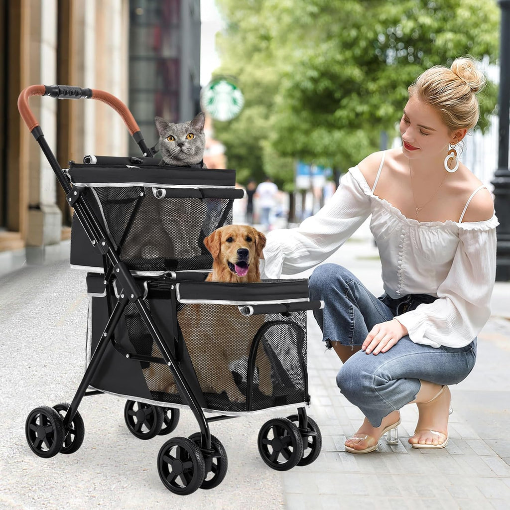 double pet stroller for 2 dogs & cats on a desk or shelf