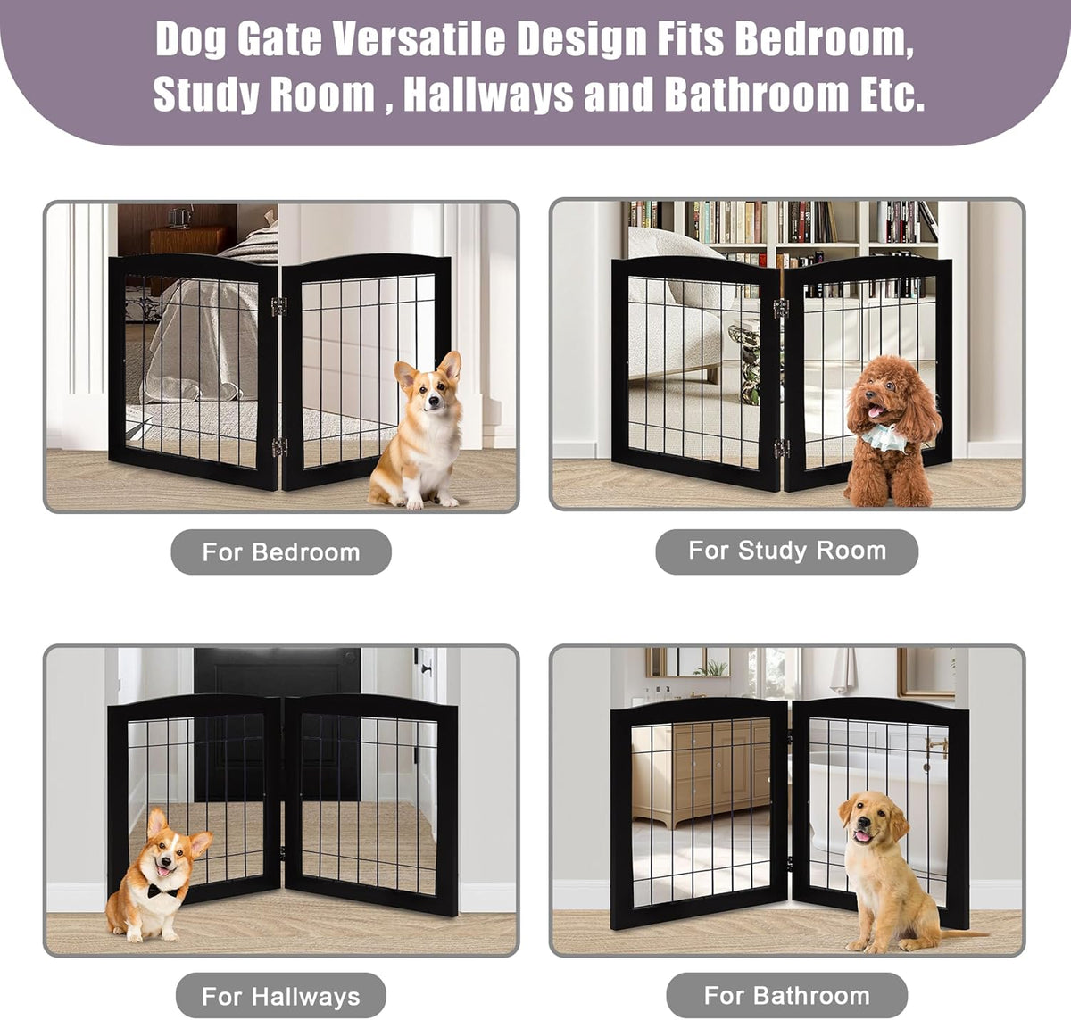 lzrs 2-panel freestanding foldable wood dog gate –, package contents