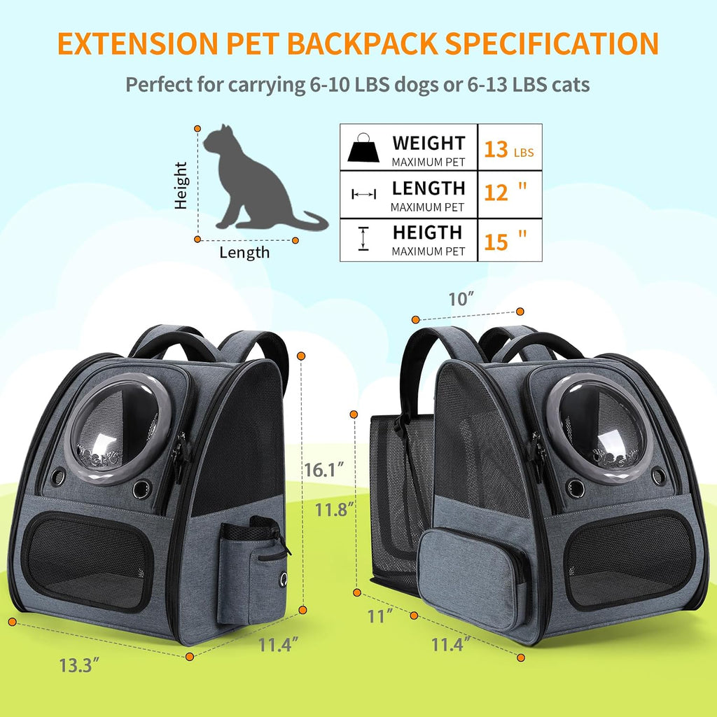 bubble cat backpack carrier, expandable cat carrier backpack,breathable shown in use