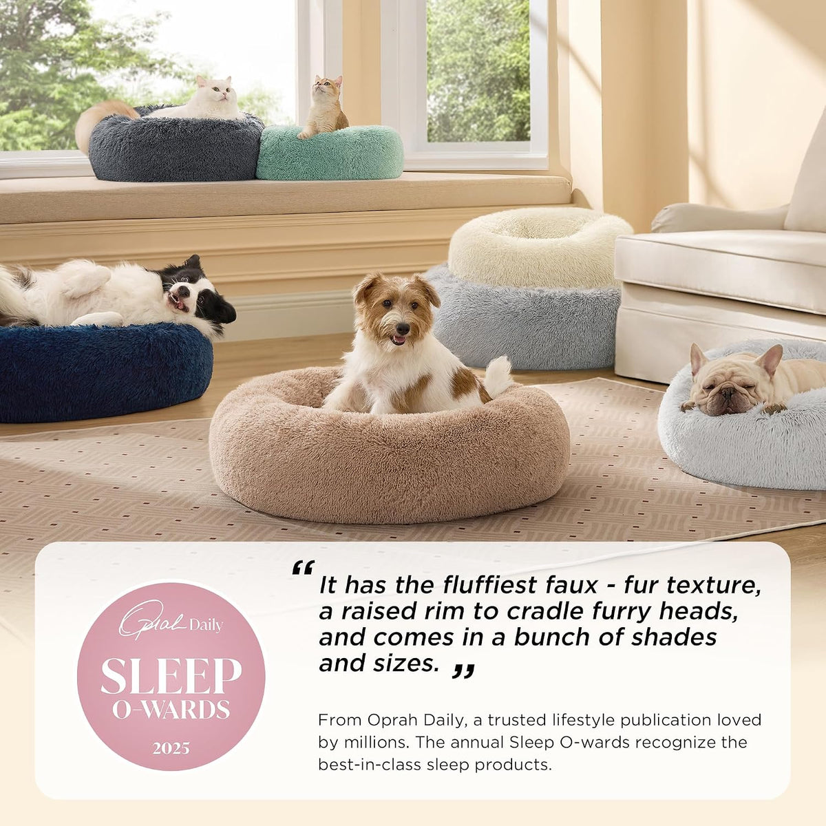 bedsure calming dog bed medium size dog donut shown in use
