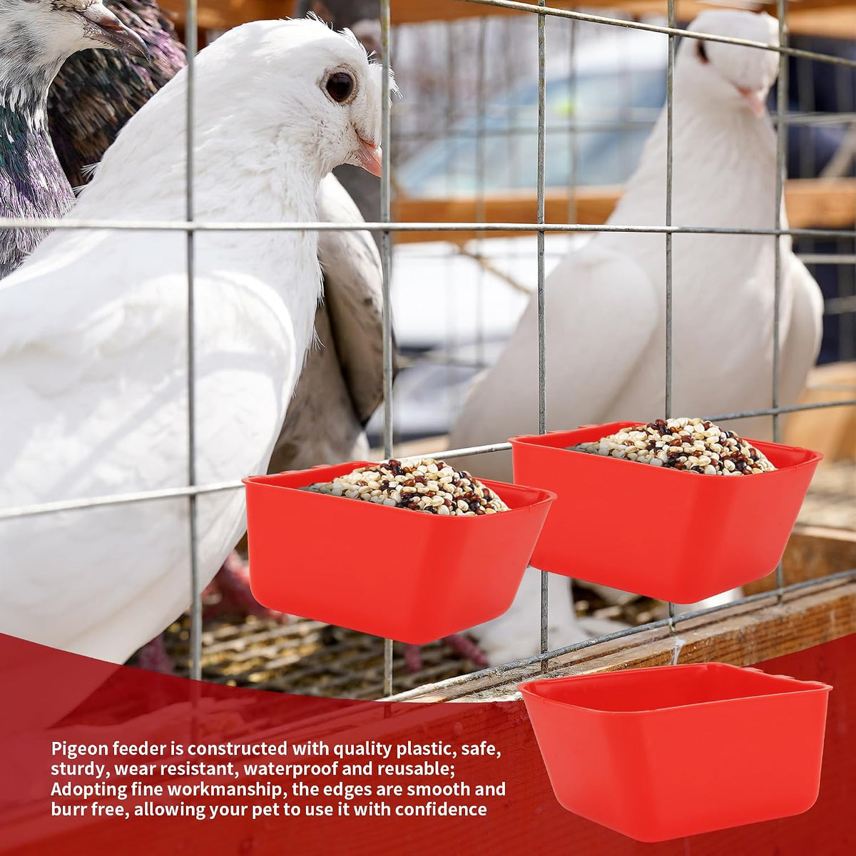 cage cups chicken feeder cups 16 oz hanging, side view