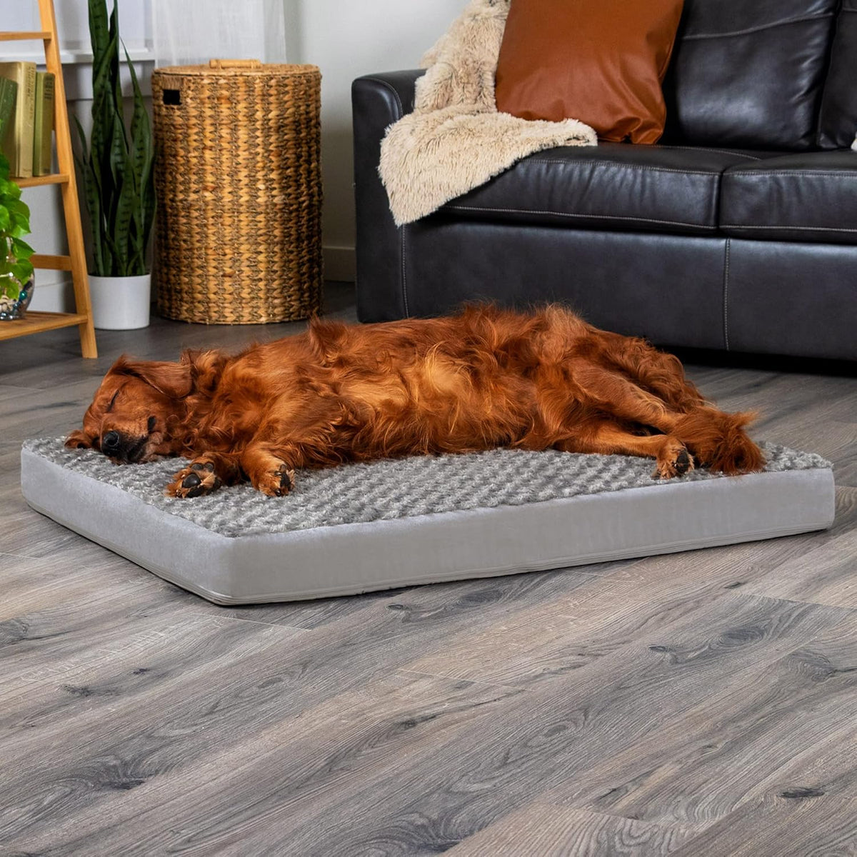 furhaven orthopedic dog bed for large dogs w/, close-up detail