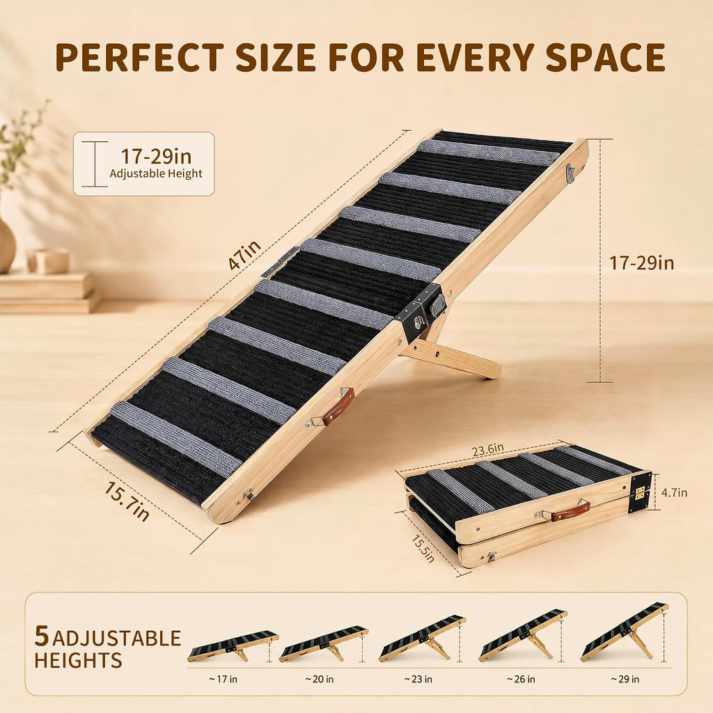 mtersn foldable dog ramp for bed, couch, suv shown in use