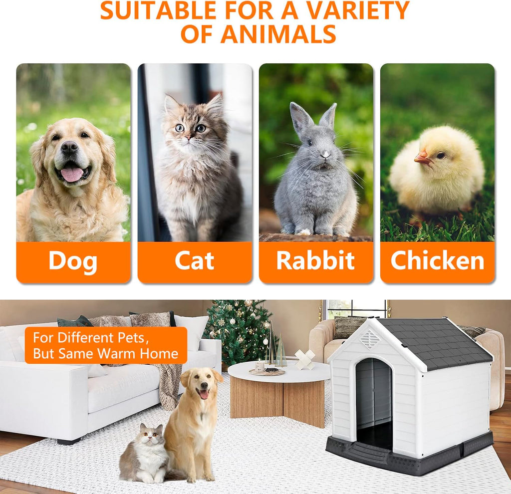 zeny large plastic dog house - waterproof dog shown in use