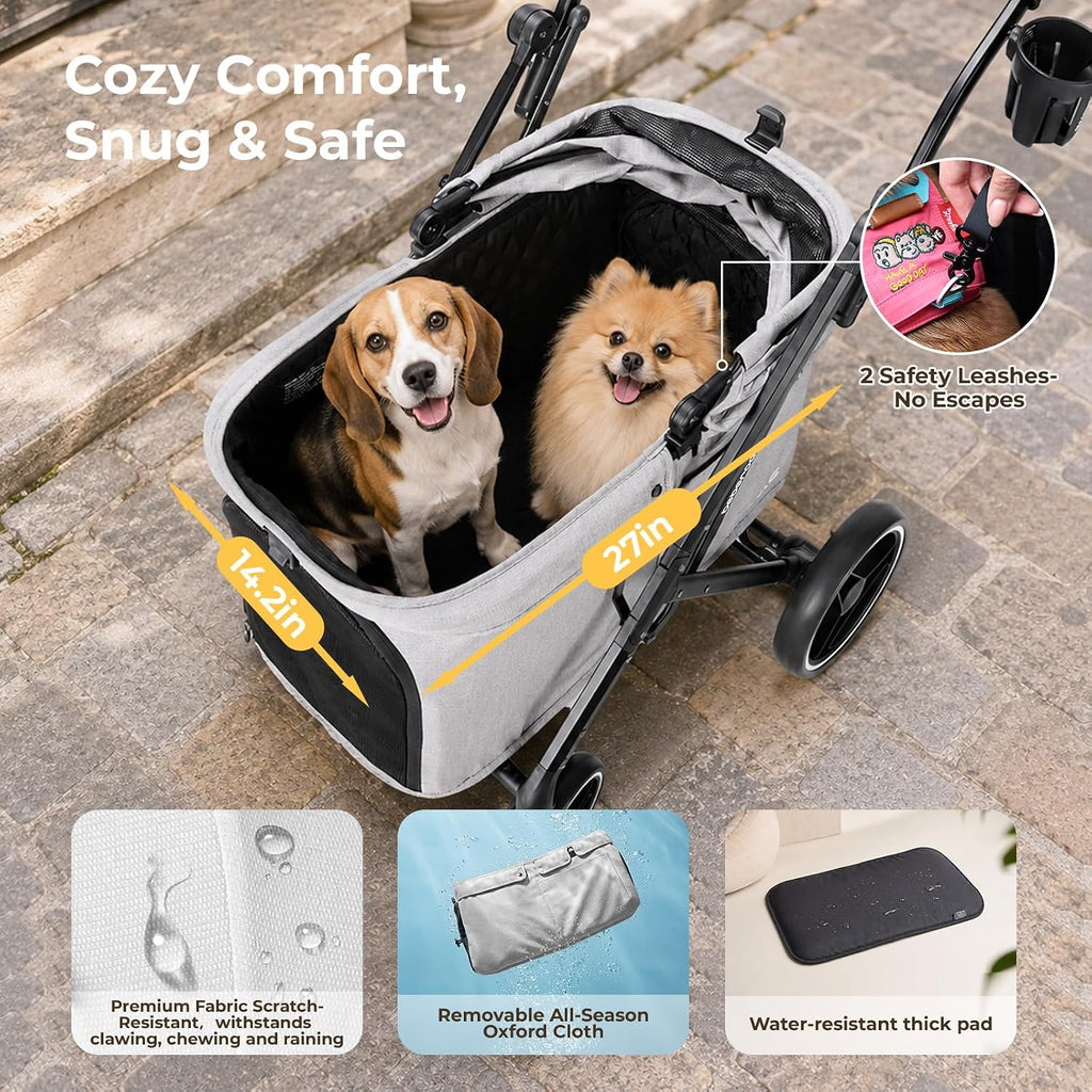 x6 pet stroller for medium large pets up, front angle view