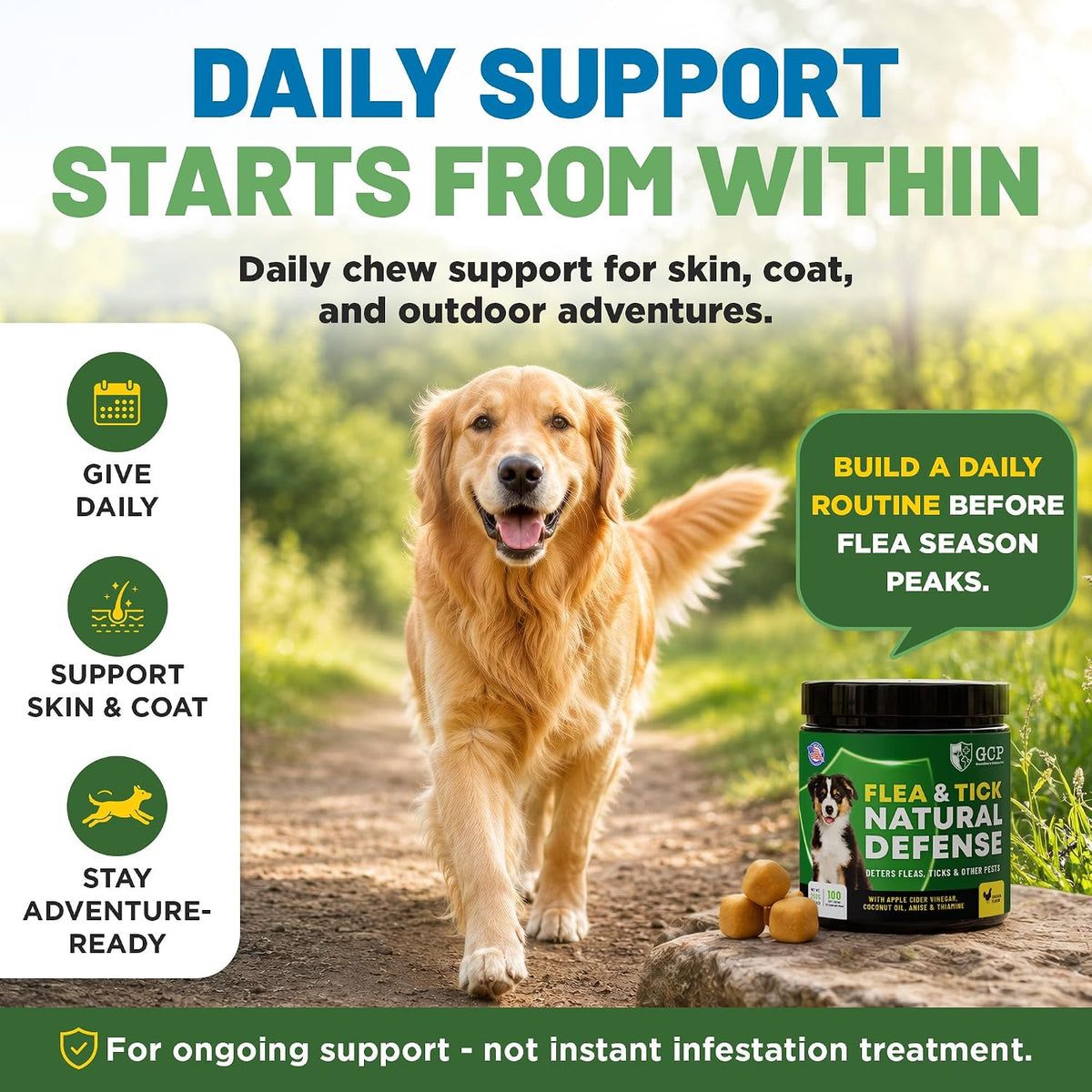 guardian’s choice flea chews for dogs, pet flea, close-up detail