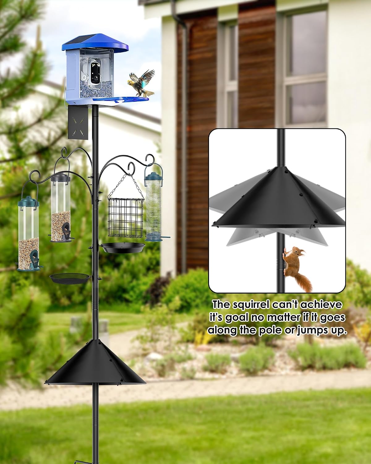 bird feeder pole squirrel proof, 92 inch heavy, side view