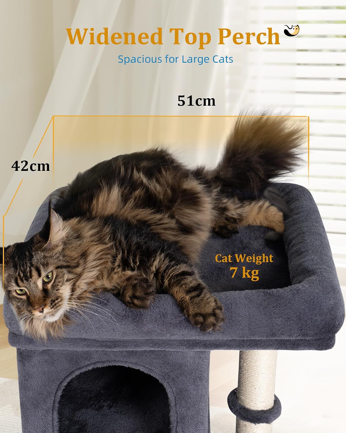 aechonow cat tree for large cat,2 cozy cat shown in use