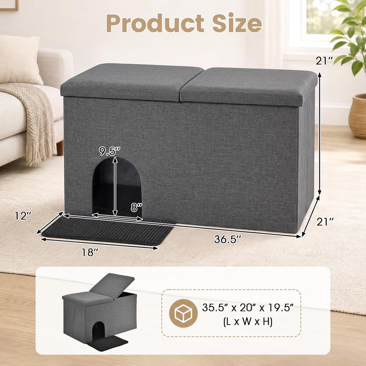 petsite cat hidden litter box enclosure furniture, cat, side view