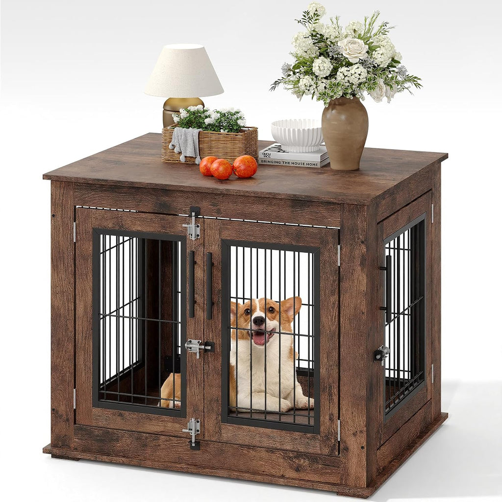 farmhouse dog crate furniture end table - heavy, main product view