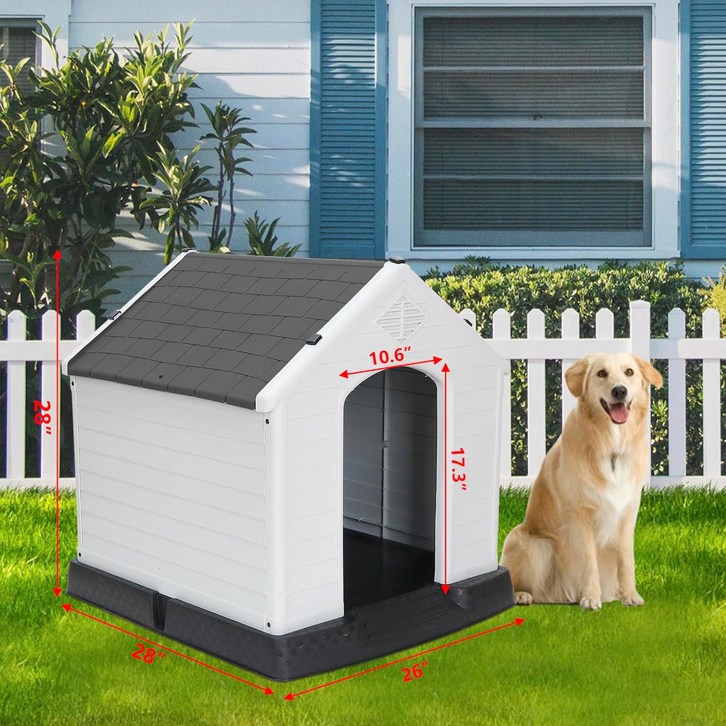 zeny plastic dog house - waterproof dog kennel showing dimensions