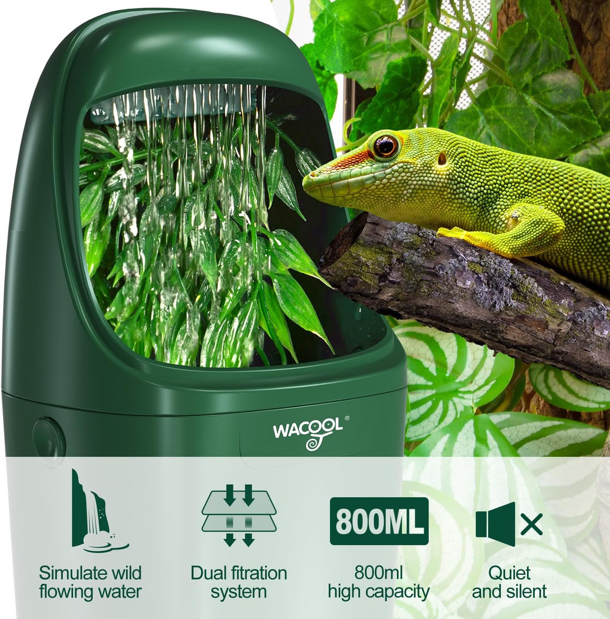 wacool reptile water dripper chameleon drinking fountain water showing dimensions
