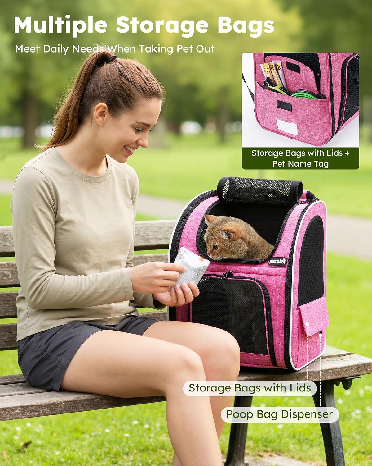 pecute cat backpack extendable, cat carrier backpack with, view 9