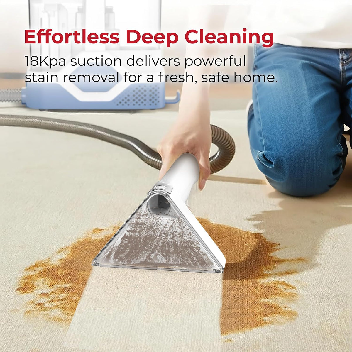 rosewill multi-purpose portable carpet and upholstery cleaner, powerful, close-up detail