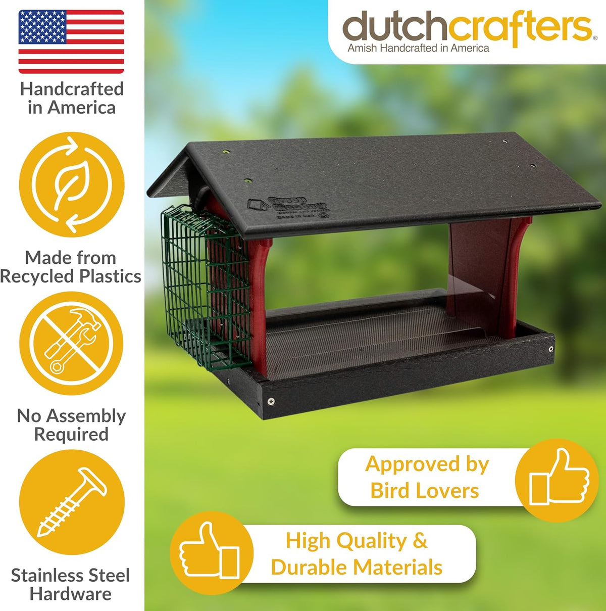 classic single suet poly bird feeder (gray &, side view
