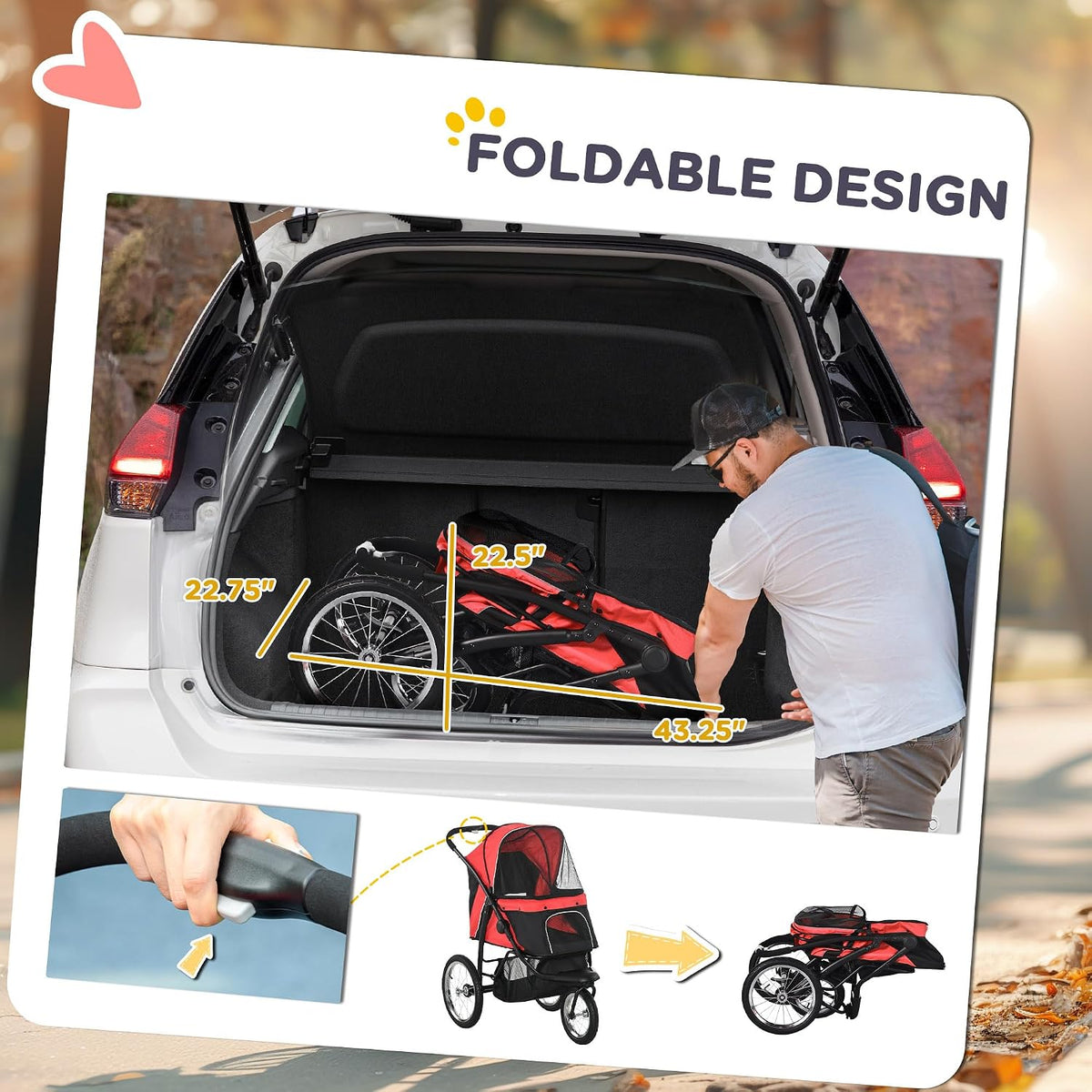 pawhut 3 wheels pet stroller for small and, package contents
