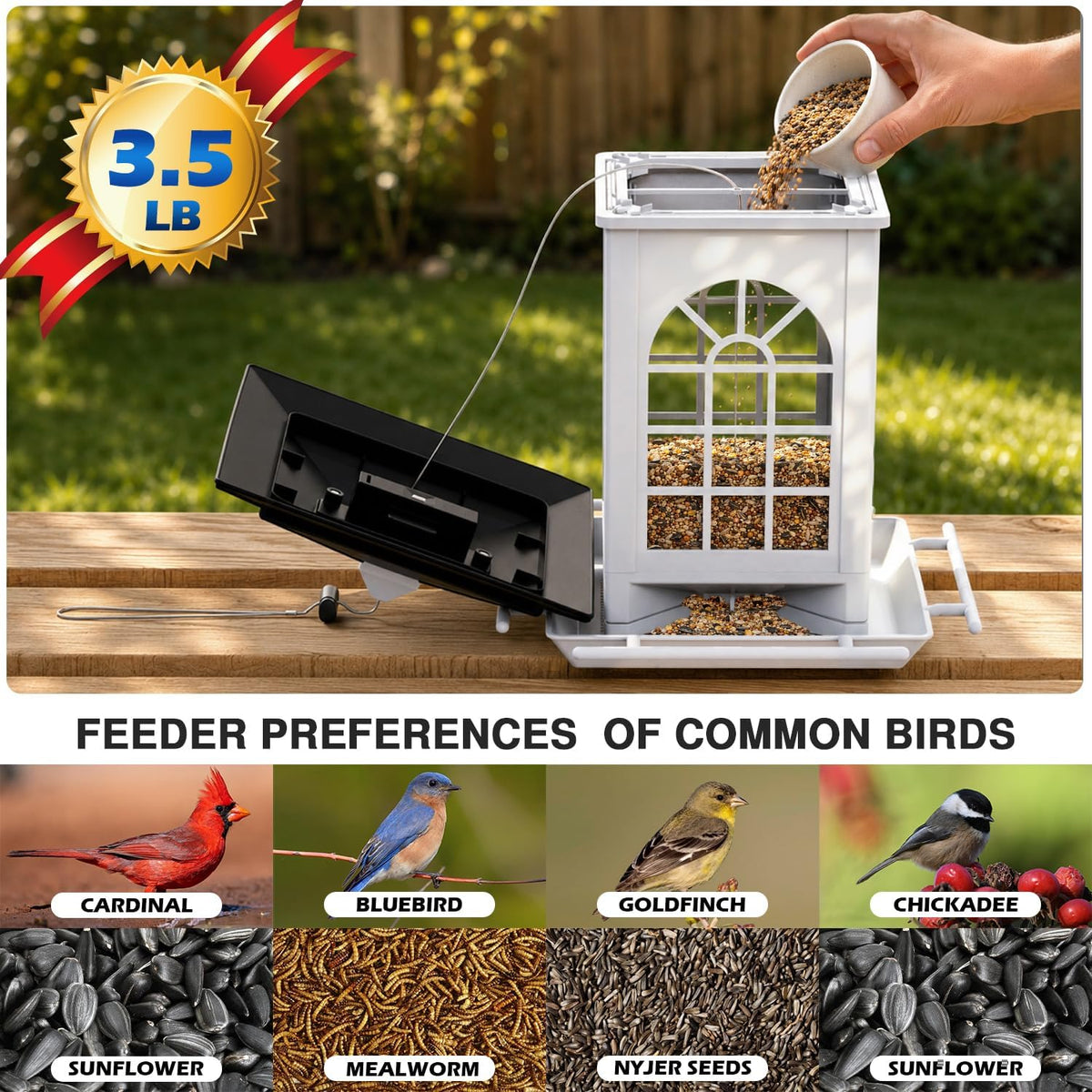 birdream 2 pack solar bird feeders for outdoors, close-up detail