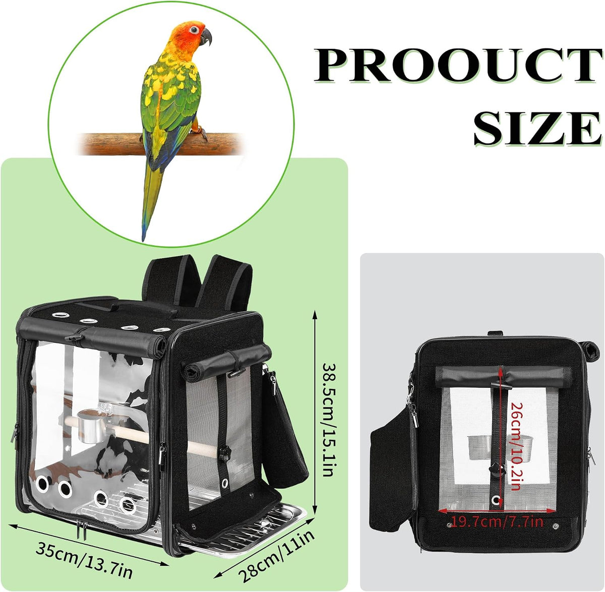 sanmoncare bird carrier for car travel with seat shown in use
