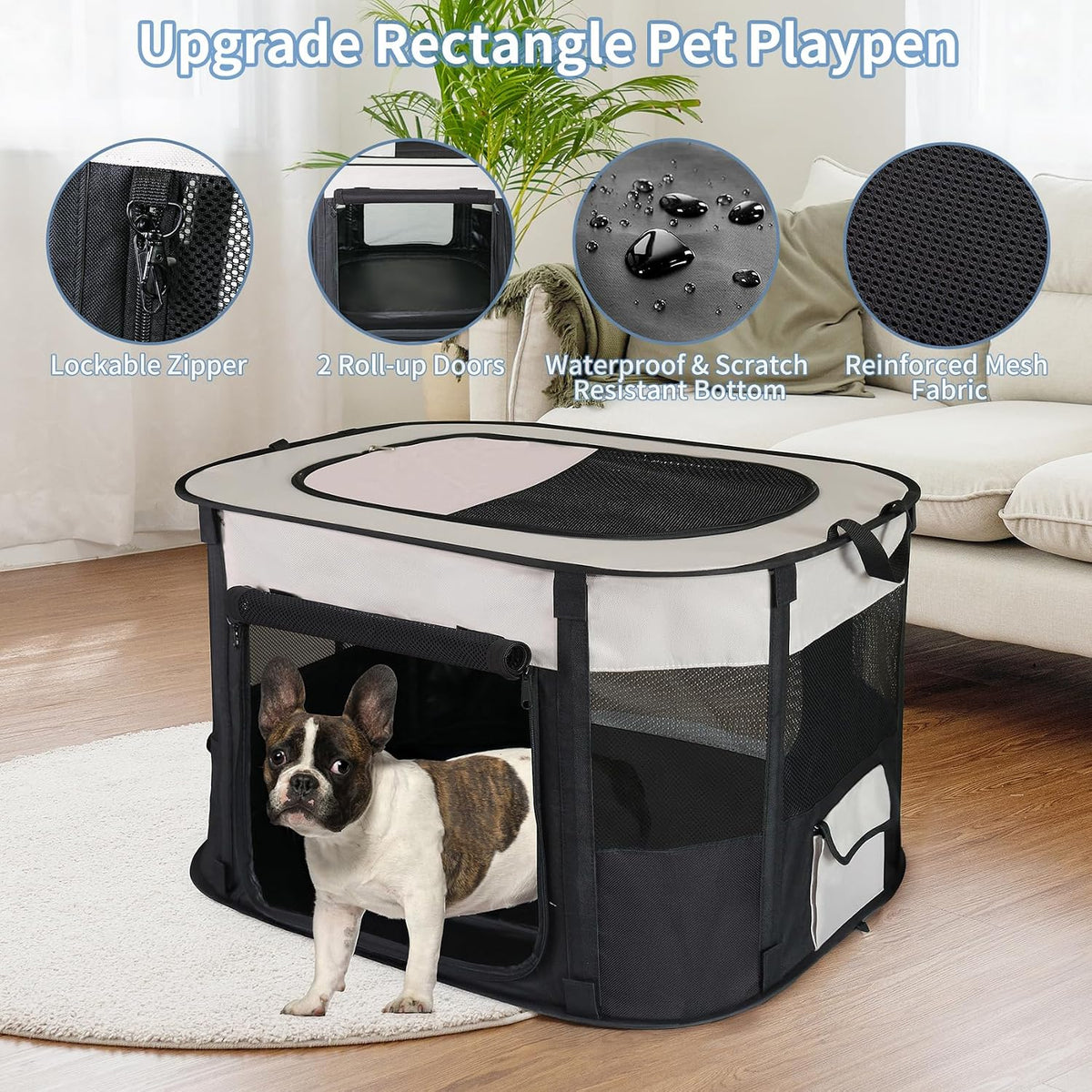 nezuc dog playpen,pet playpen,foldable cage kennel for small shown in use