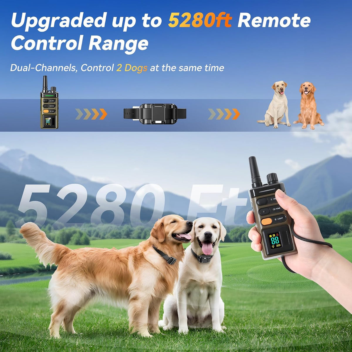 dog shock collar, ipx7 waterproof dog training collar, close-up detail